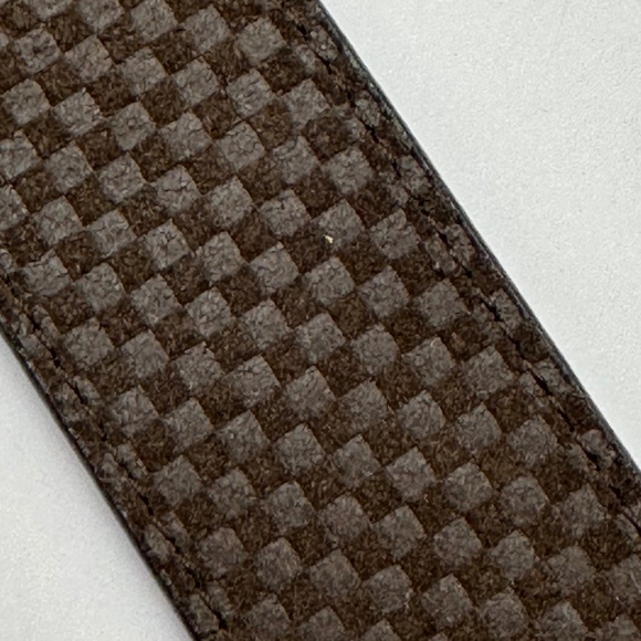 Louis Vuitton Checked Suede Belt / Olive Green MENS SZ 36 - Picture 4 of 7
